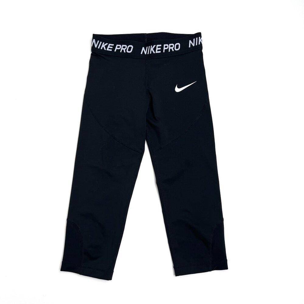 Nike Pro Dri-Fit Girls' Black Cropped Athletic Athleisure Active Leggings Size S